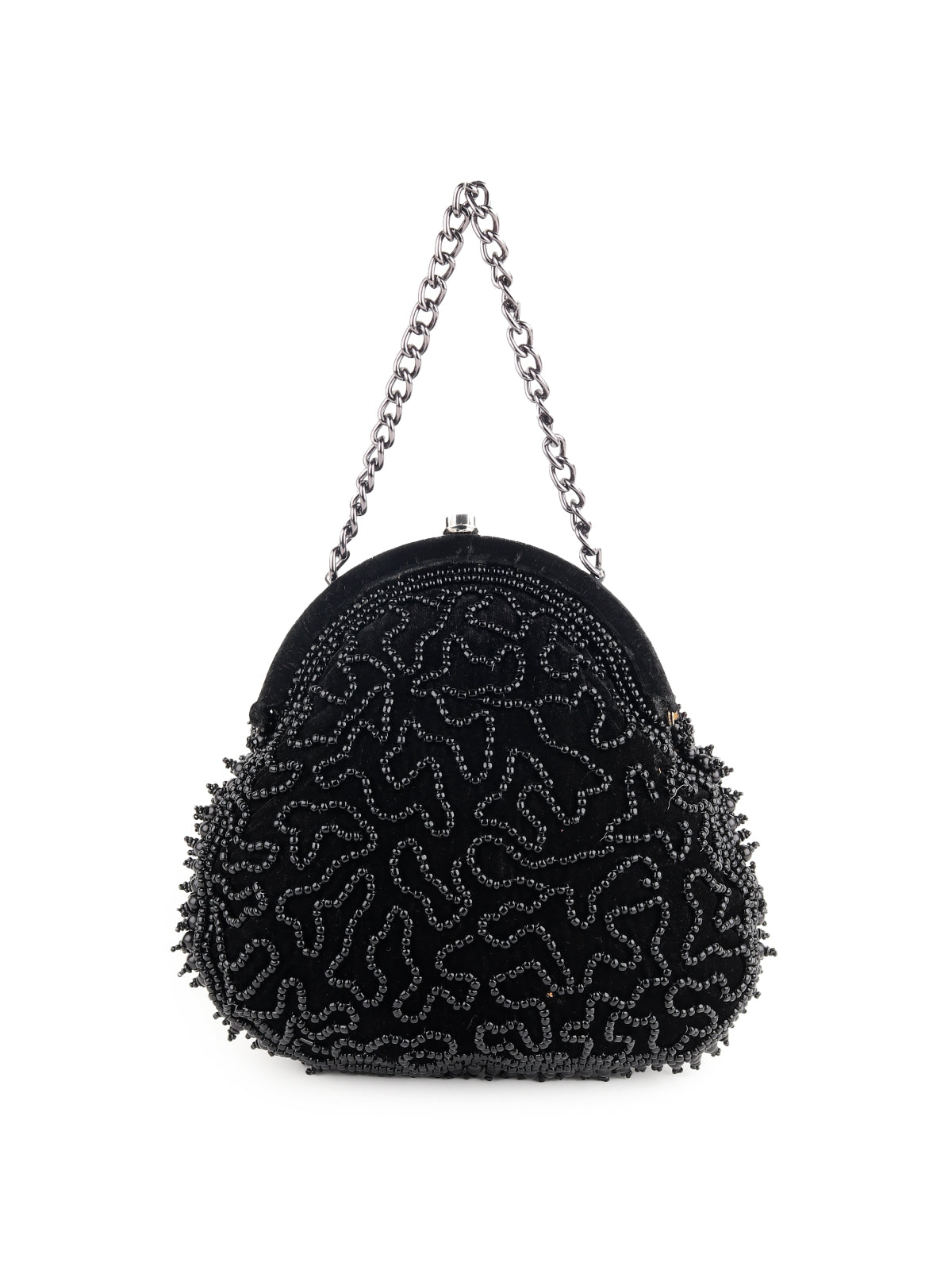 Odette Women Black Beaded Mindful Batuwa Bag