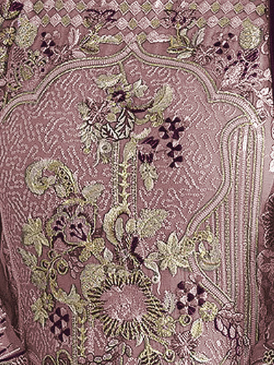 Odette Women Purple Embroidered Georgette Semi Stitched Salwar Suit