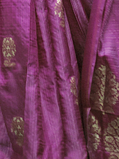 Odette Pink Satin Woven Saree With Unstitched Blouse For Women