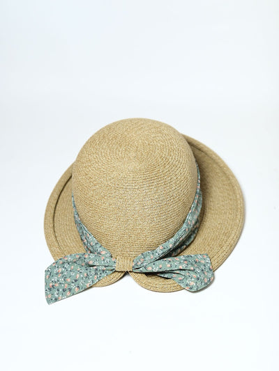 Odette Dark Beige Raffia Woven Texture Hat For Women