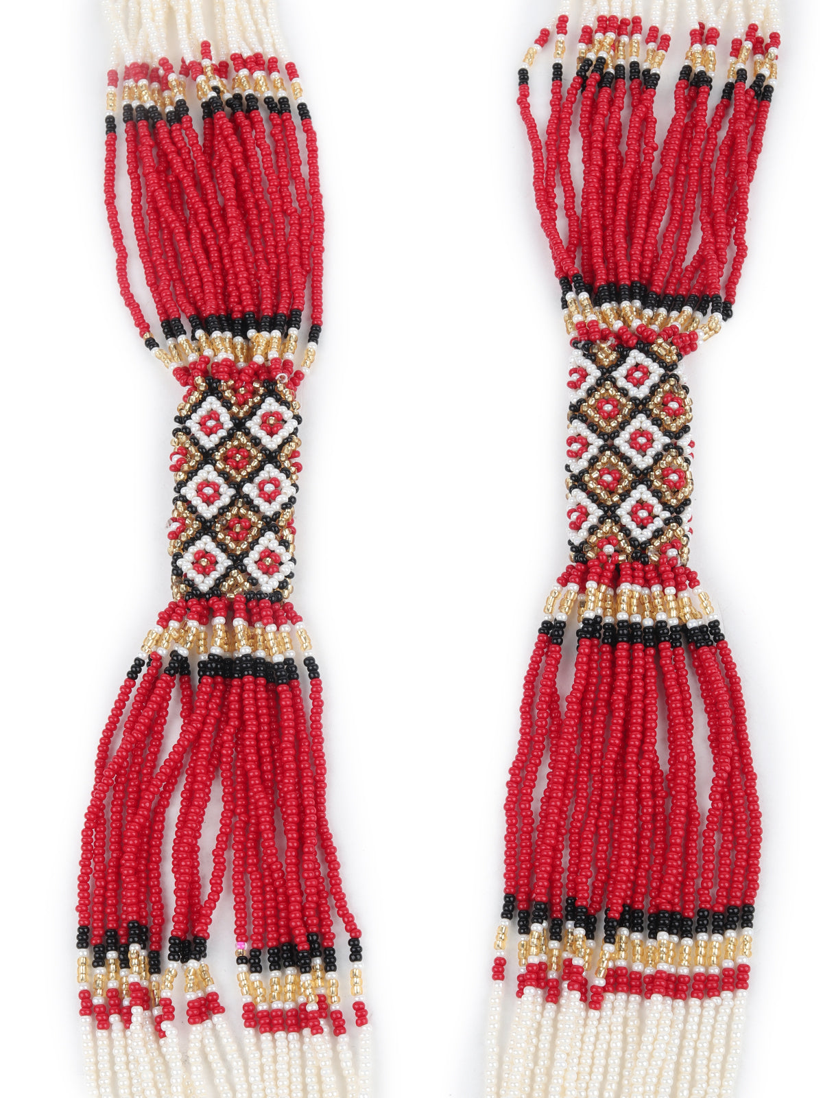 Odette Red and White Multi-strand Beaded Neck Piece for Women