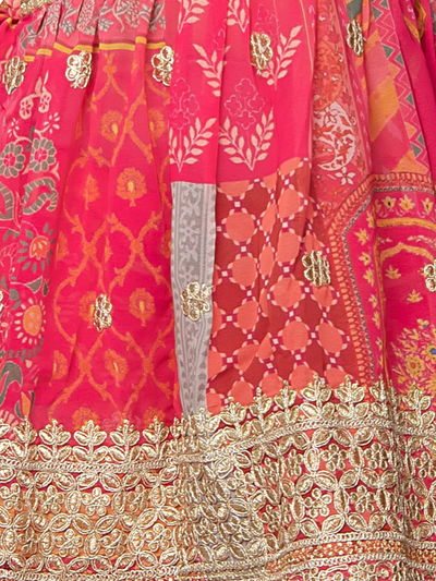 Odette Designer Pink Faux Georgette Printed Sharara Suit For Girls