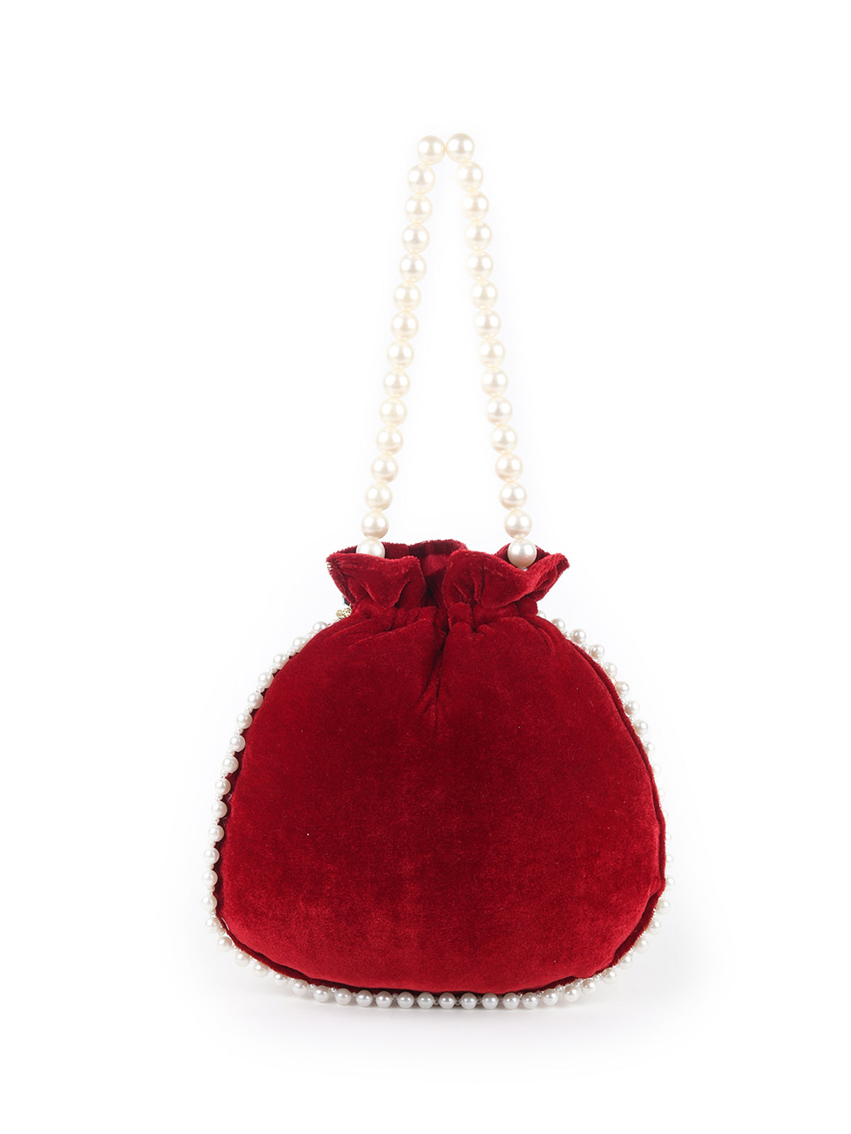 Odette Maroon Embroidered Potli Bag For Women