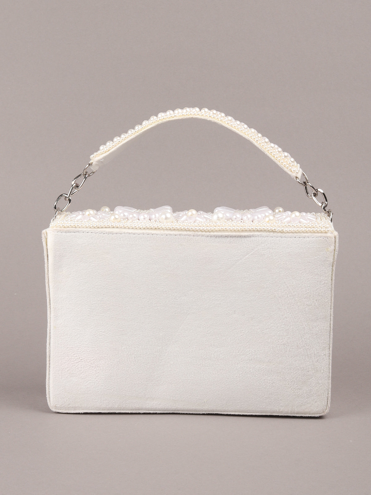 Odette White Tassels Embellished Clutch For Women