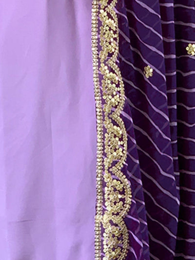 Odette Lavender Silk Blend  Embroidered Stitched Kurta Set for Women