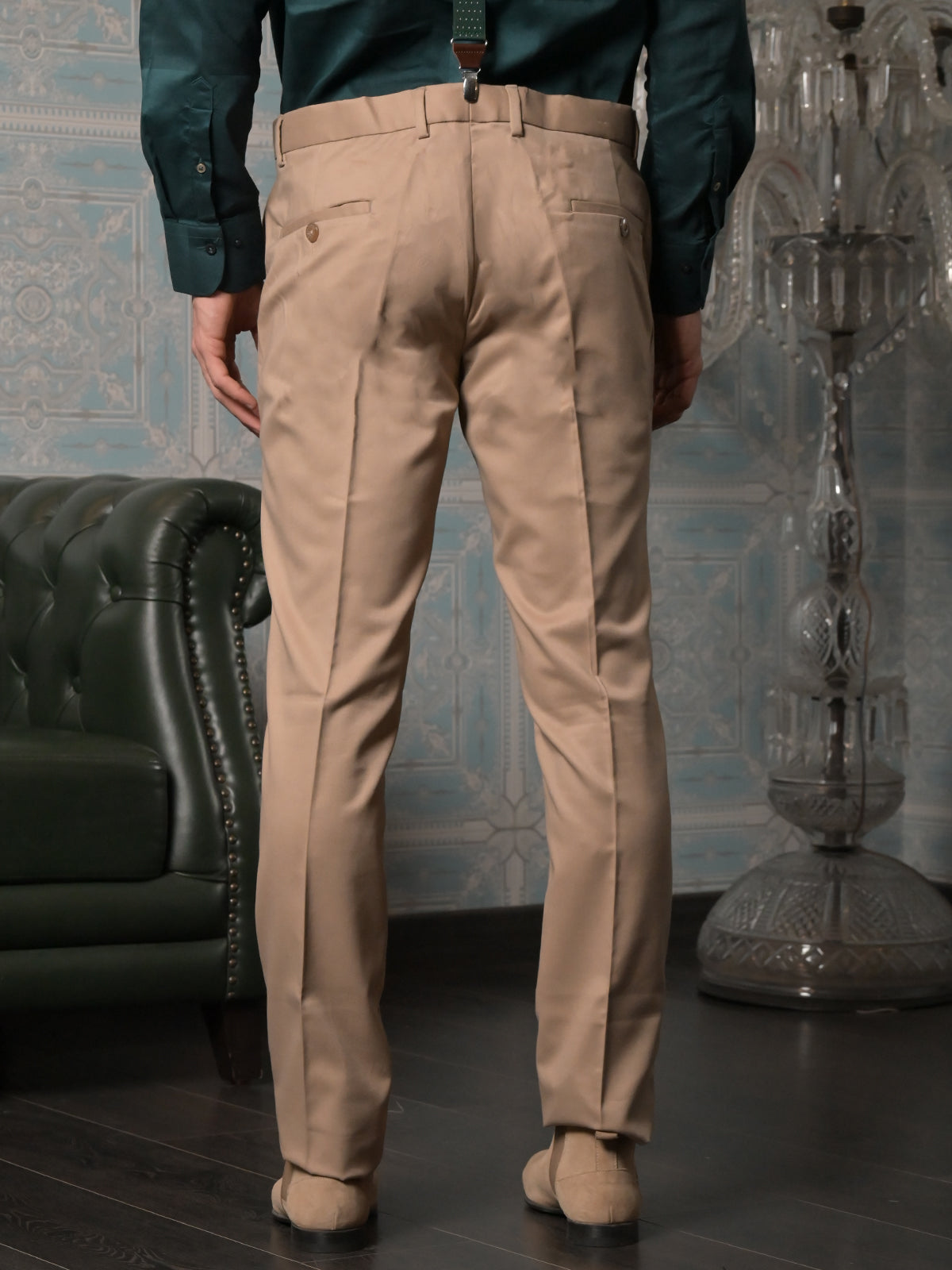 Odette Light Brown Poly Viscose Regular Fit Trouser for Men