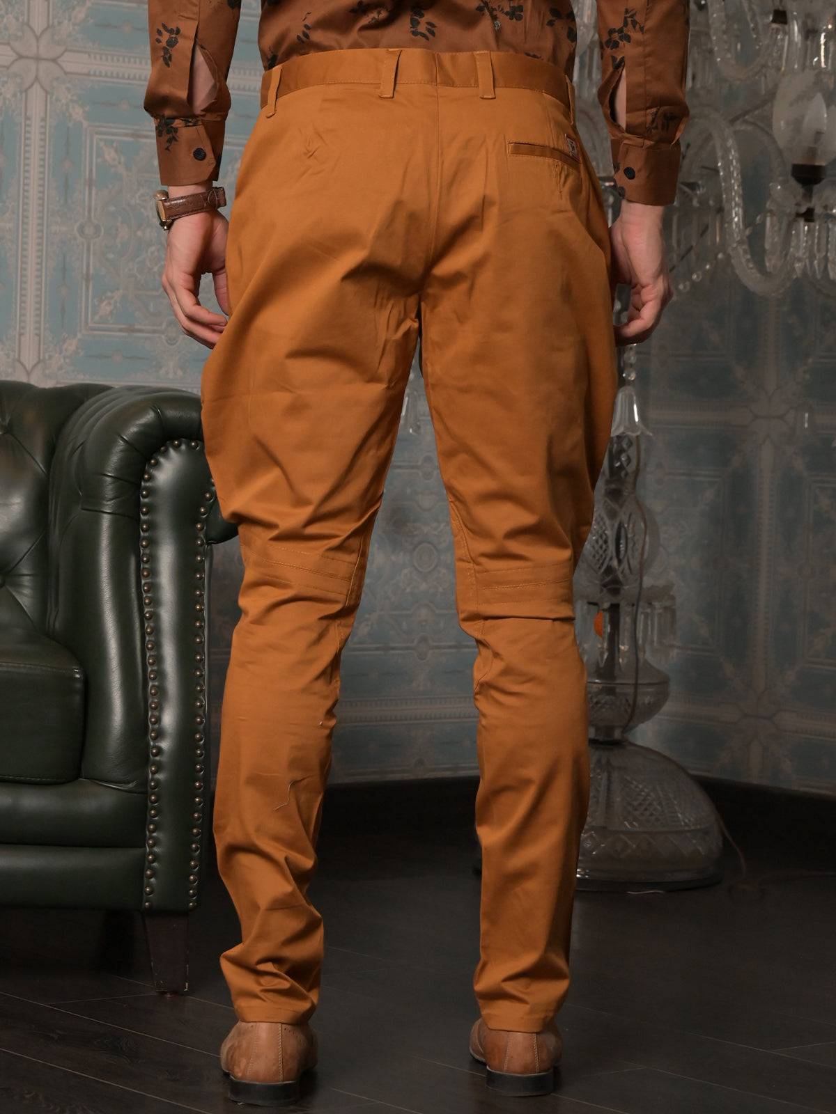 Odette Caramel Brown Jodhpuri Style Cotton Trouser for Men