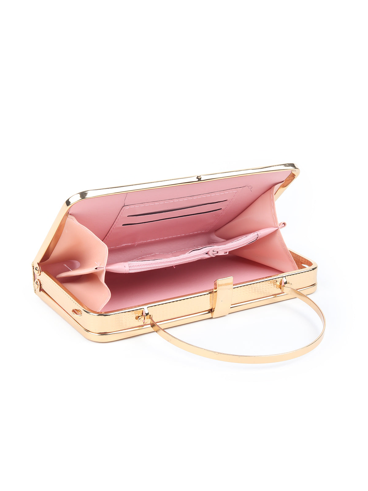 Odette Gold Pearl and Stone Embellished Box Clutch for Women