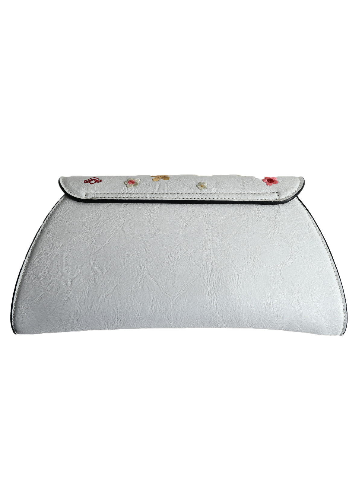 Odette White PU Embroidered Clutch For Women