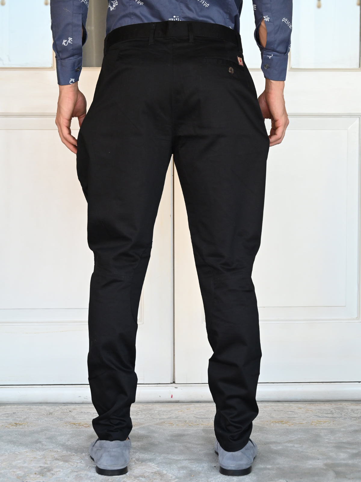 Odette Black Jodhpuri Style Cotton Trouser for Men