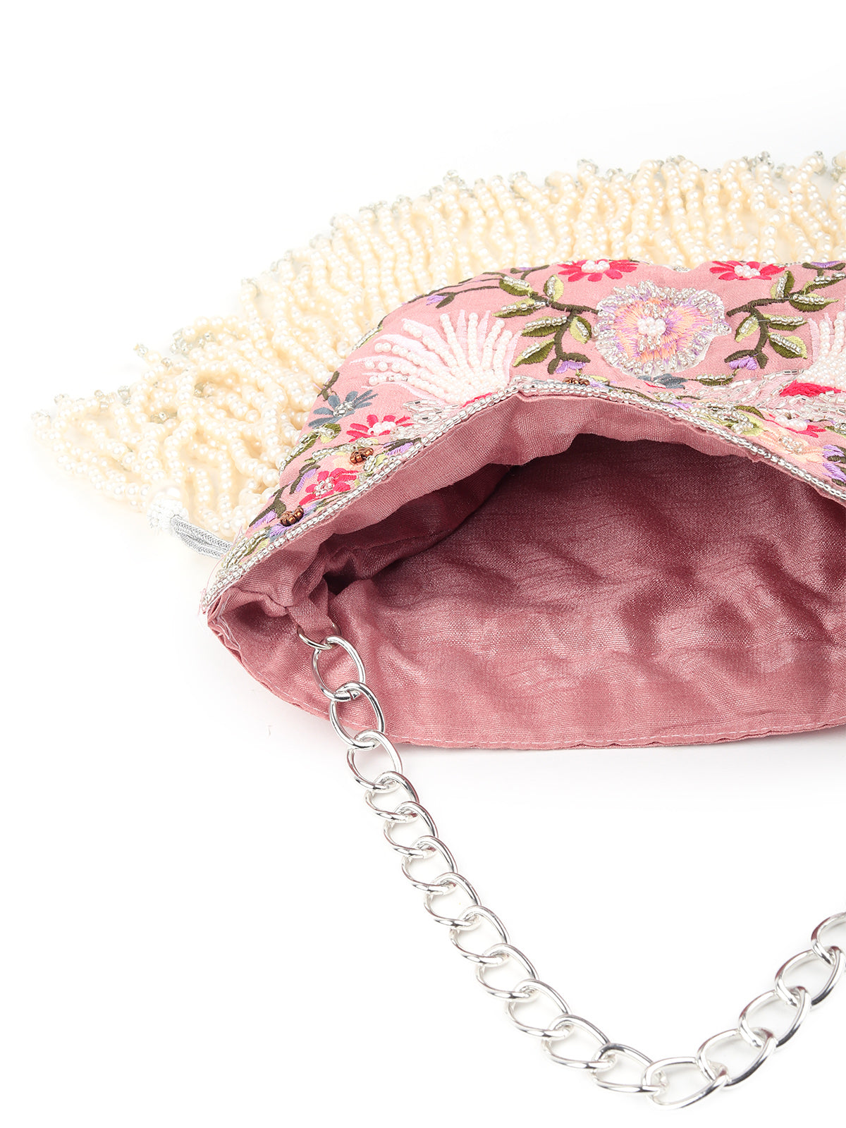 Odette - Peach Pink Embellished Beaded-Embroidered Pearly Potli Bag