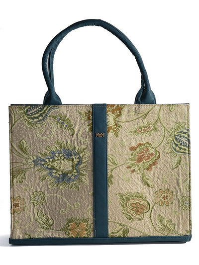 Odette Beige Polyester Printed Tote Bag For Women