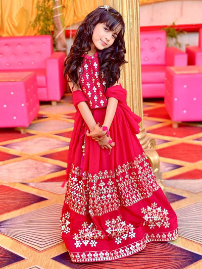 Odette Wedding Designer Pink Georgette Lehenga For Girls