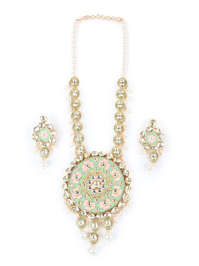 Odette Green Meenkari And Kundan Embellished Neck Piece For Women