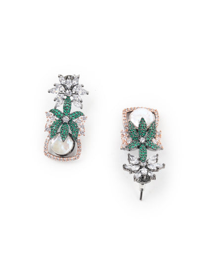 Odette White and Green Gemstone Embellished Necklace Set for Women