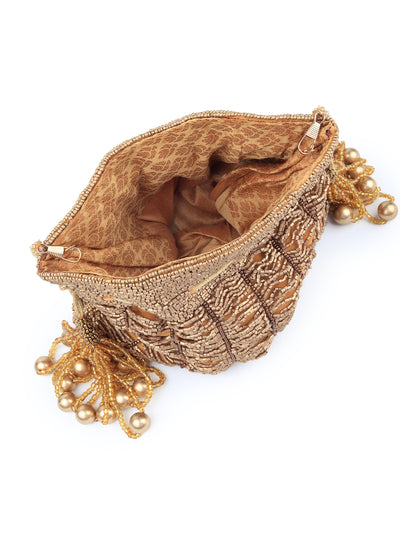 Odette Women Antique Metallic Potli Bag