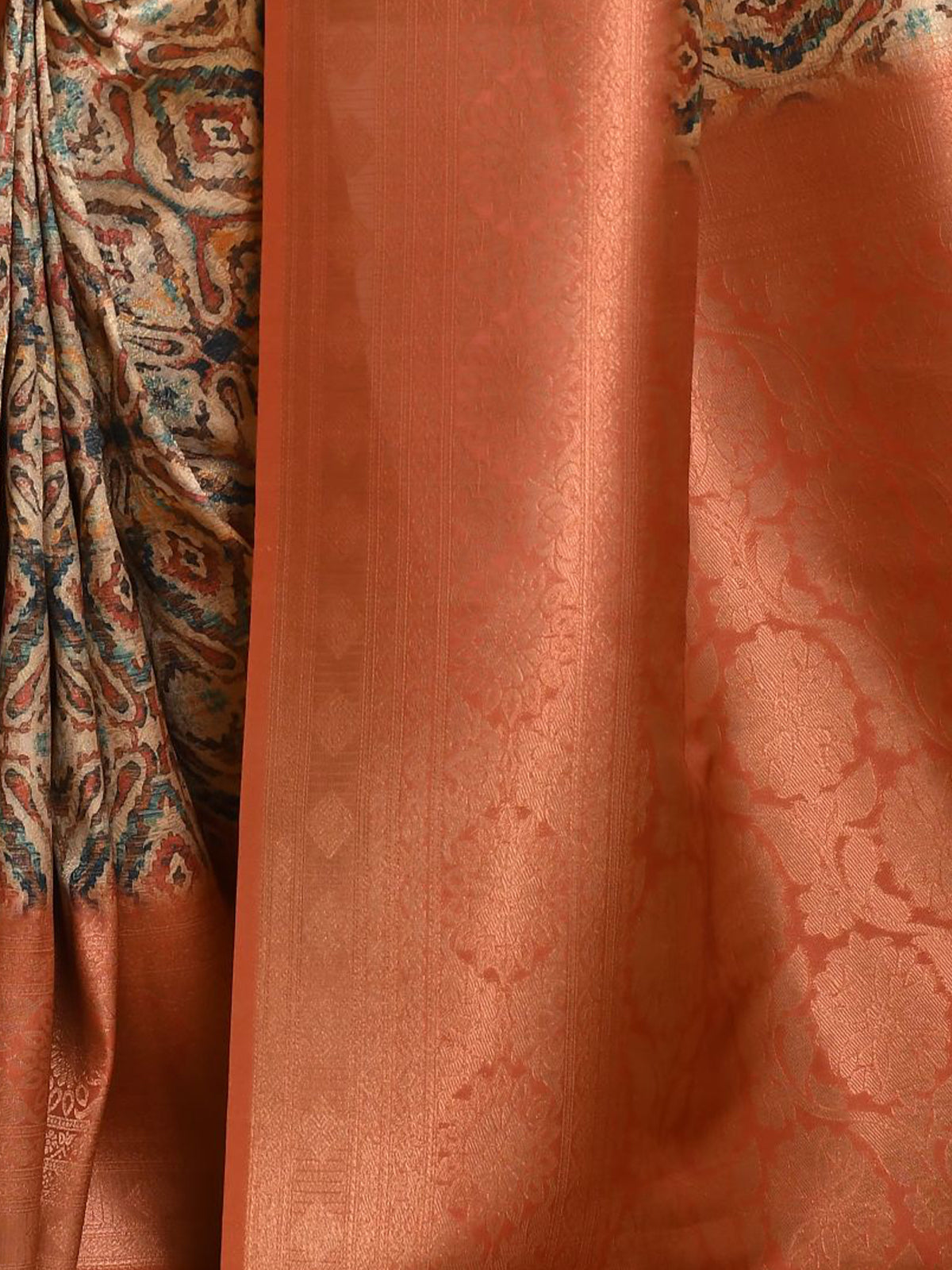 Odette Orange Soft Silk Woven Saree With Unstitched Blouse For Women