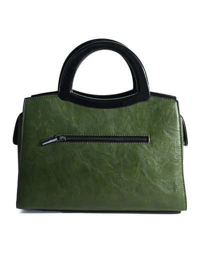 Odette Green PU Embroiderd Hand Bag For Women