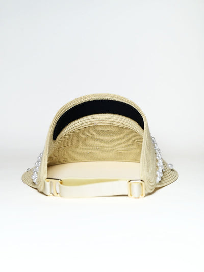 Odette Beige Raffia Woven Texture Hat For Women