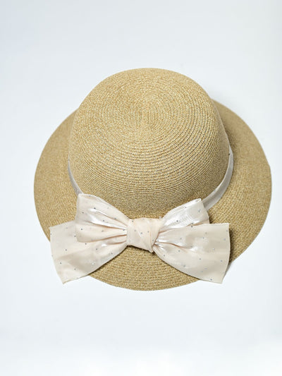 Odette Beige Raffia Woven Texture Hat For Women