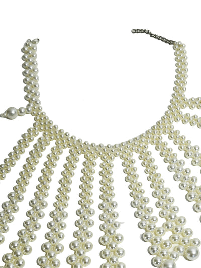 Odette White Beads Embellished Neckpiece For Women