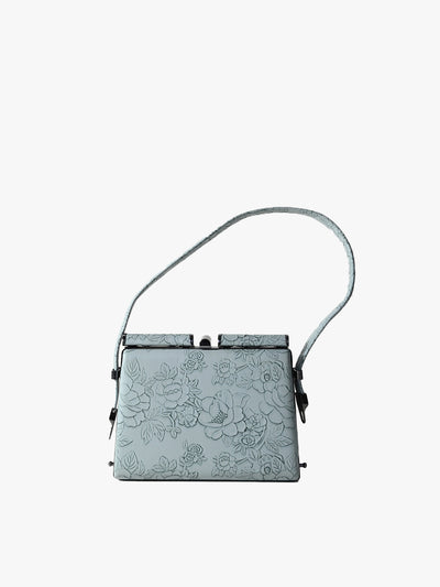 Odette Blue PU Textured Hand Bag For Women