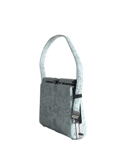 Odette Blue PU Textured Hand Bag For Women