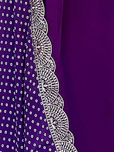 Odette Purple Viscose Lace Work Stitched Kurta Set for Women