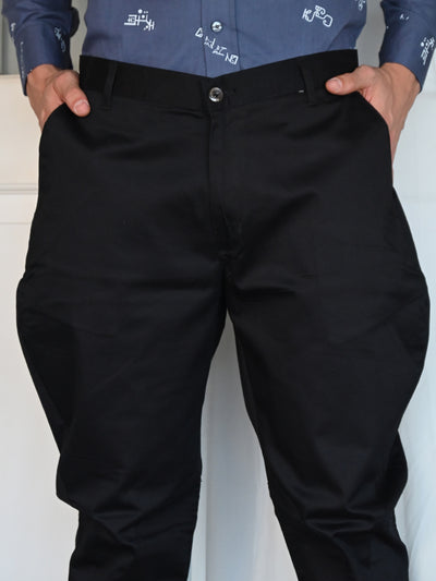 Odette Black Jodhpuri Style Cotton Trouser for Men