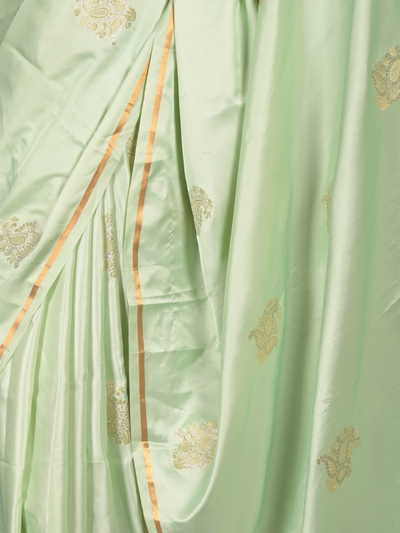 Odette Light Green Woven Silk Blend Saree With Unstitched Blouse For Women