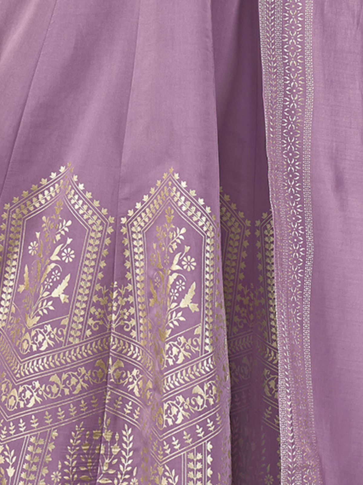 Odette Lavender Silk Blend Woven Stitched Kurta Set For Women