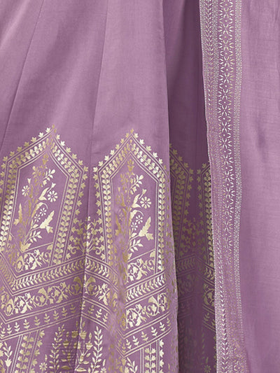 Odette Lavender Silk Blend Woven Stitched Kurta Set For Women