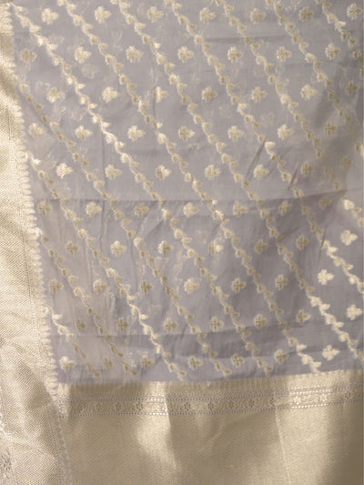 Odette Grey Woven Silk Blend Saree With Unstitched Blouse For Women