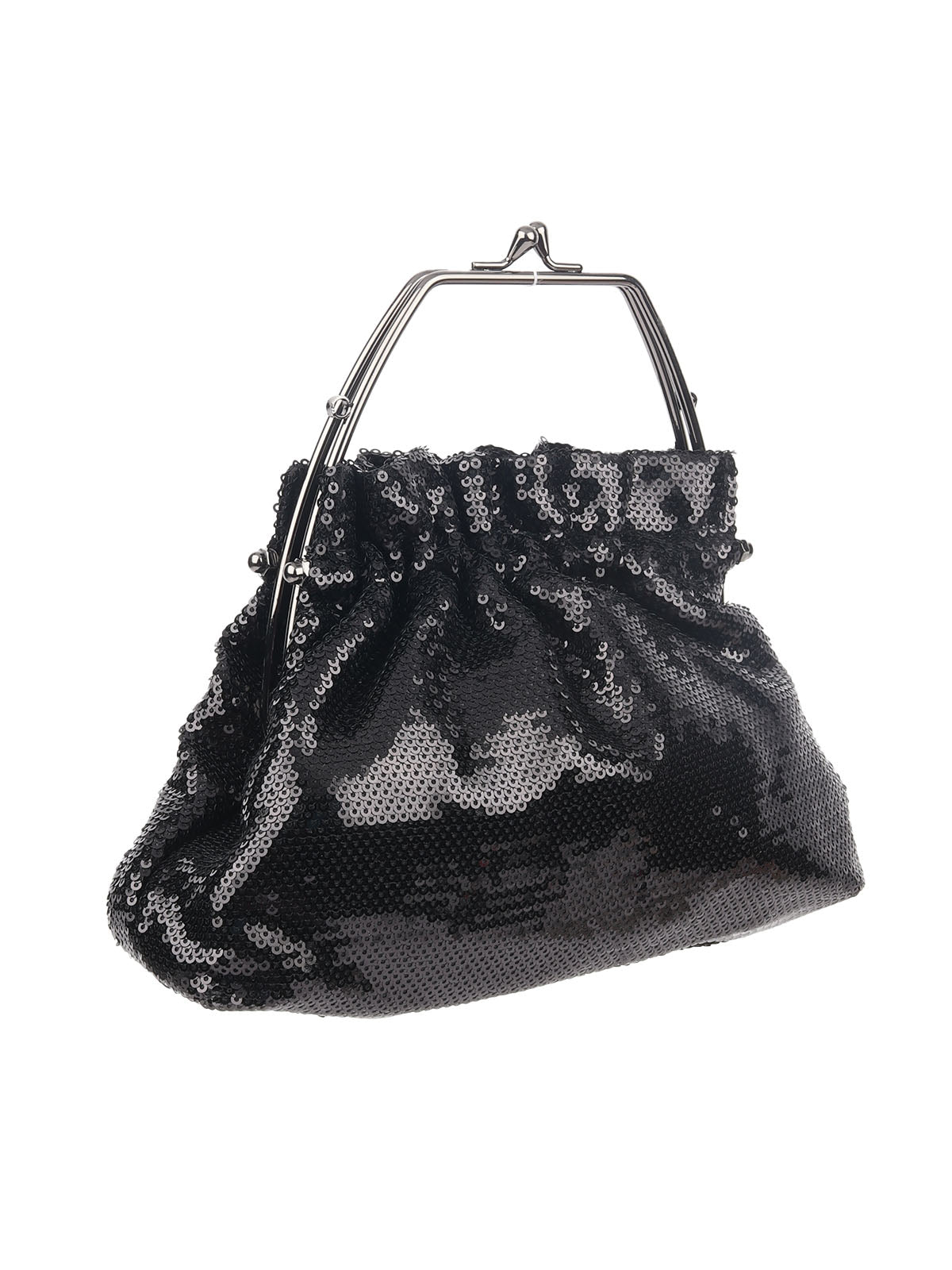 Odette Black Fabric Encompassing With Sequins Clutch For Women