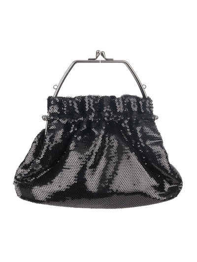 Odette Black Fabric Encompassing With Sequins Clutch For Women