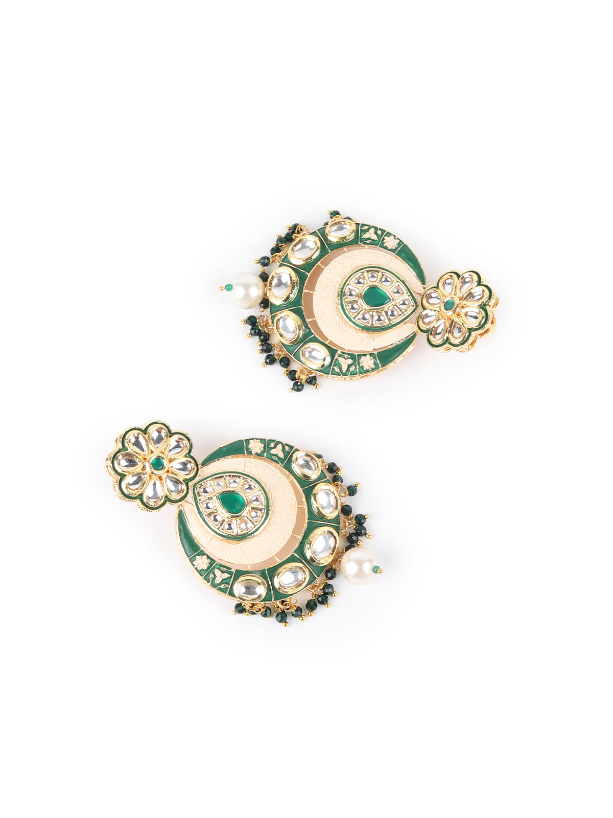 Odette Green Faux Pearls Embellished Kundan Neck Piece For Women