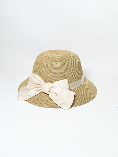 Odette Beige Raffia Woven Texture Hat For Women