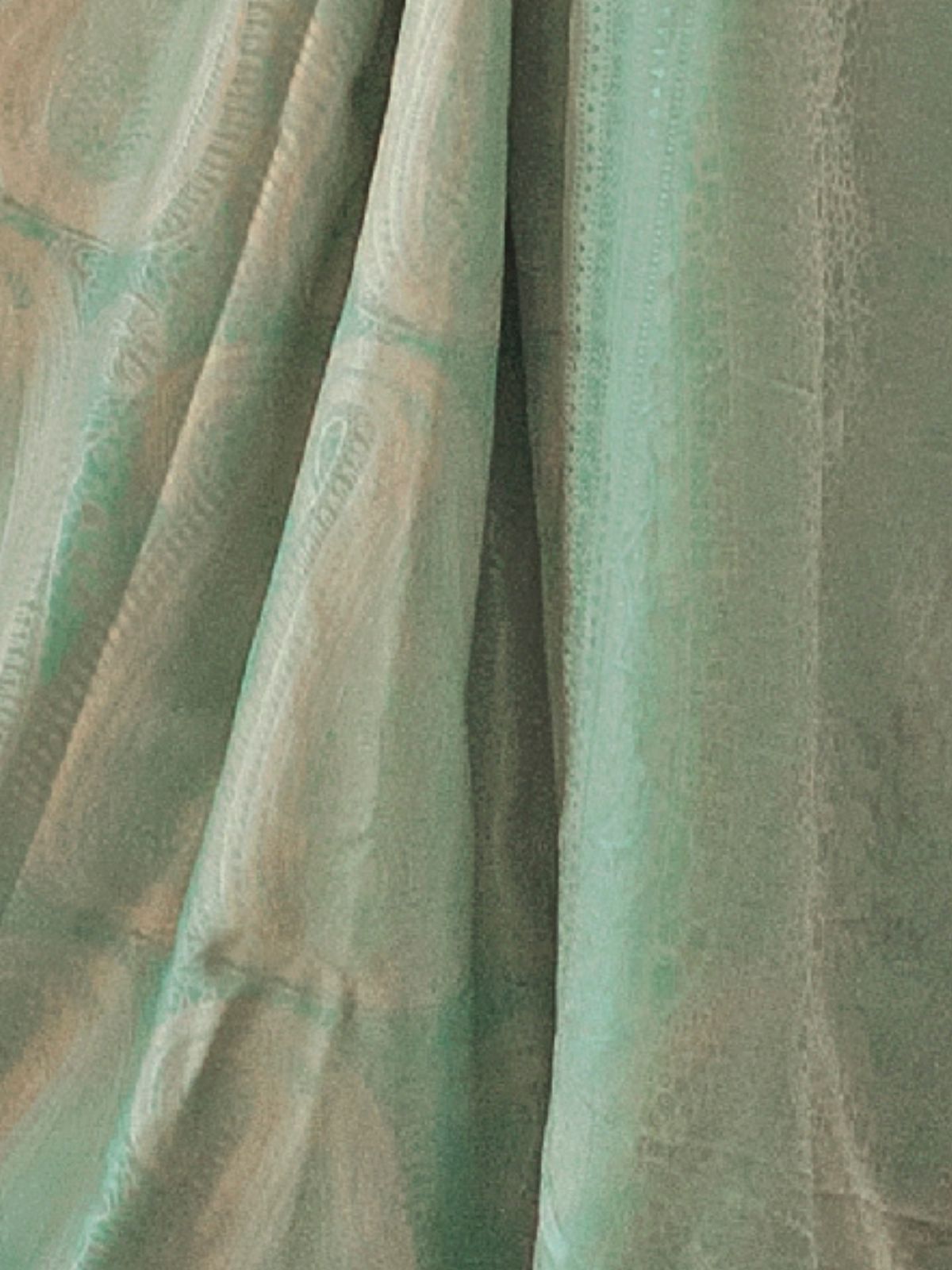 Odette Sea Green Silk Blend Woven Saree With Unstitched Blouse For Women