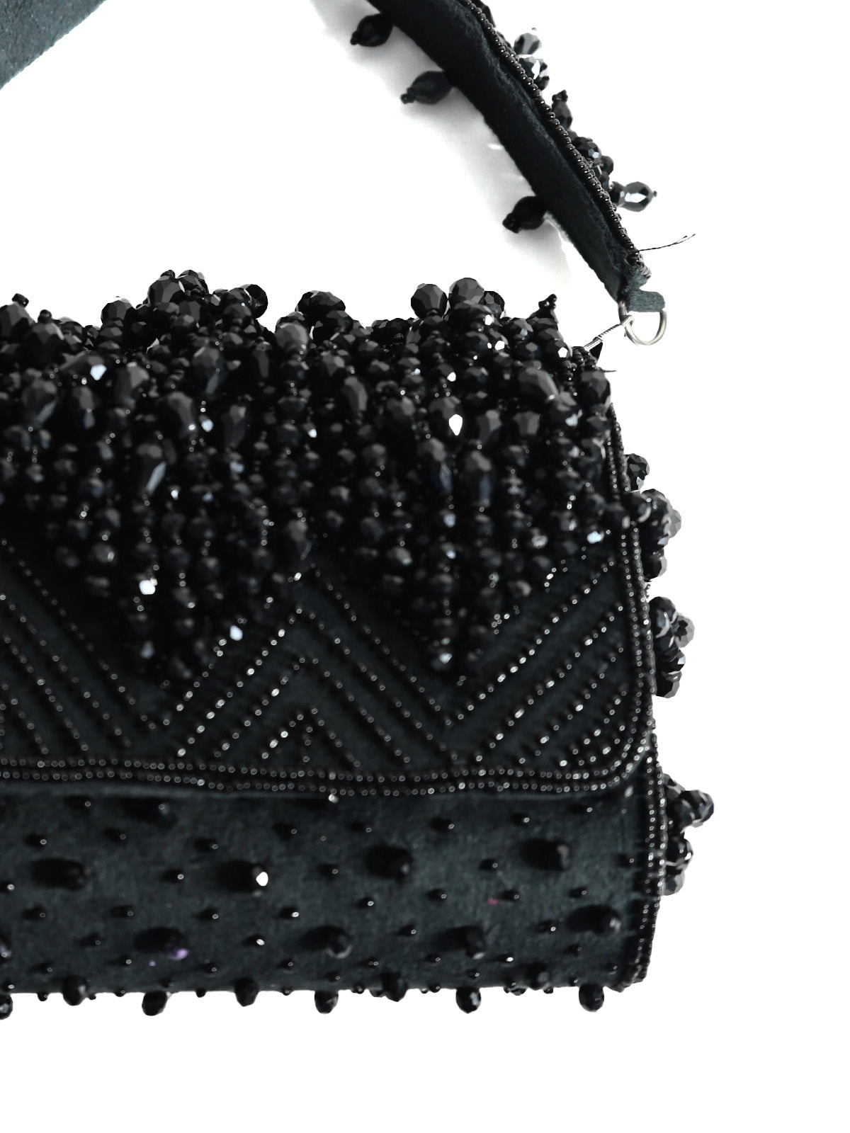 Odette Black Suede Embellished Hand Bag For Women