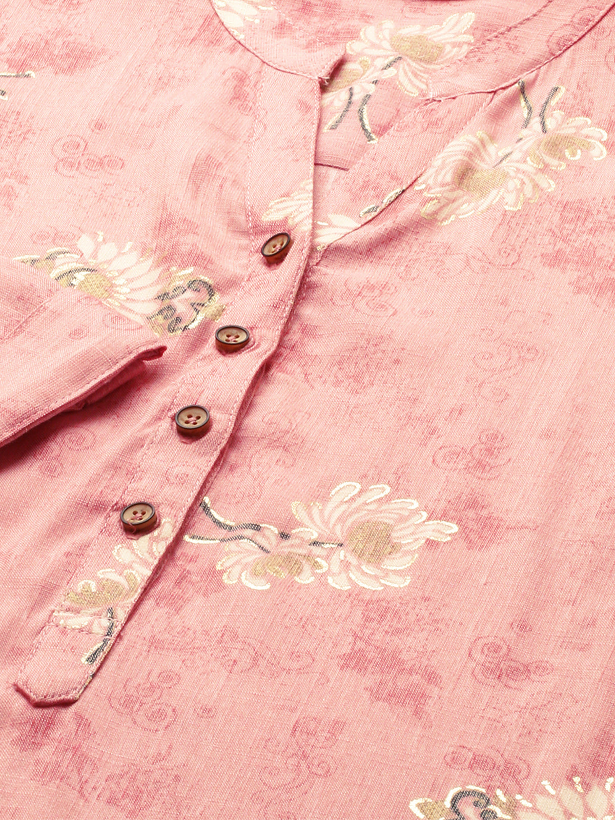Odette Pink Printed Rayon Stitched Kurta For Women