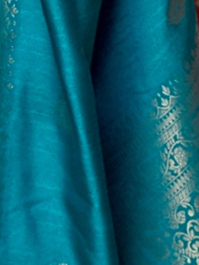 Odette Green Silk Blend Woven Saree With Unstitched Blouse for Women