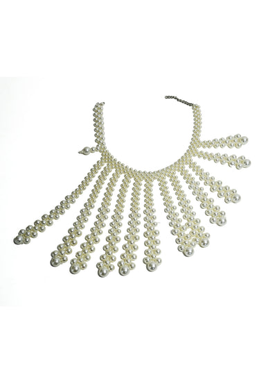 Odette White Beads Embellished Neckpiece For Women