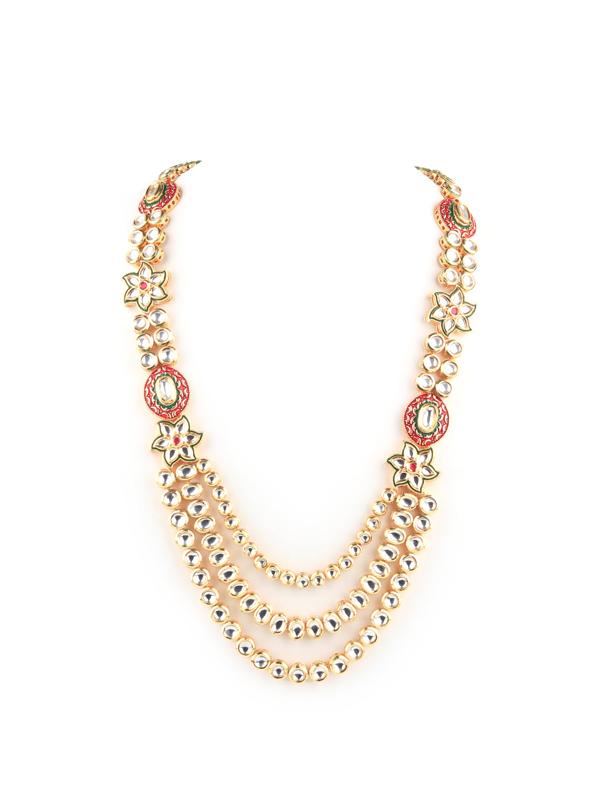 Odette Women Red & Gold Kundan Jewellery Set