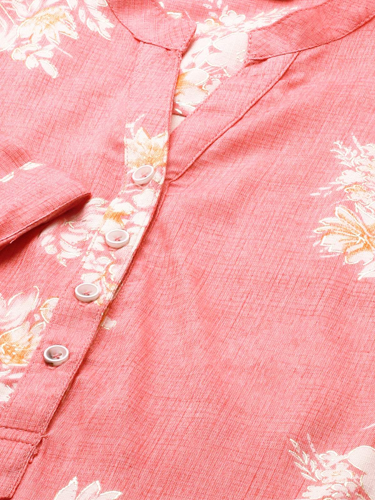 Odette Pink Printed Rayon Stitched Kurta For Women