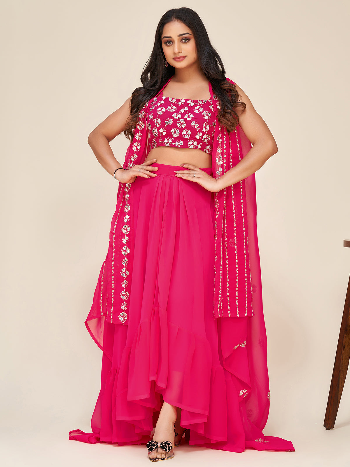Buy Bright Pink and Orange Banglori Silk Lehenga Choli Design Online -  LLCV01245 | Andaaz Fashion