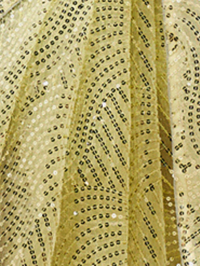 Odette Lime Net Organza Sequins Saree With Unstitched Blouse For Women