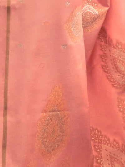 Odette Pink Silk Blend Woven Saree With Unstitched Blouse for Women