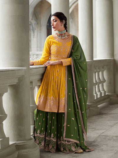 Odette - Yellow Georgette Semi Stitched Salwar Suit