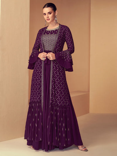 Odette - Purple Georgette Semi Stitched Salwar Suit