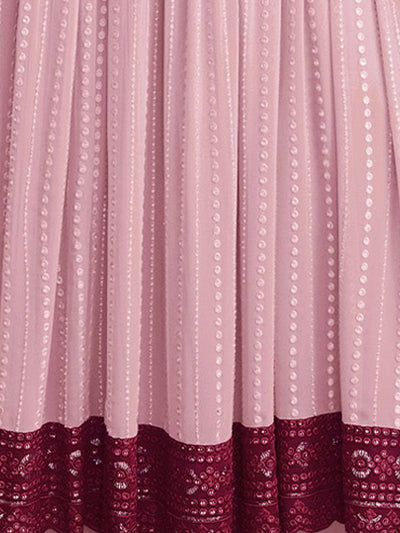Odette - Pink Faux Georgette Semi Stitched Kurta Set